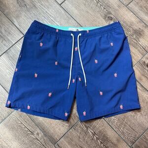 Bonobos Pink Drink Drawstring Blue Swim Trunks Men's Size‎ Medium